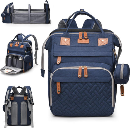 Baby Diaper Bags with Changing Station, Large Capacity Diaper Bag Backpack for Moms Dads with USB Charging Port,Travel Baby Bag with Pacifier Case & Stroller Straps