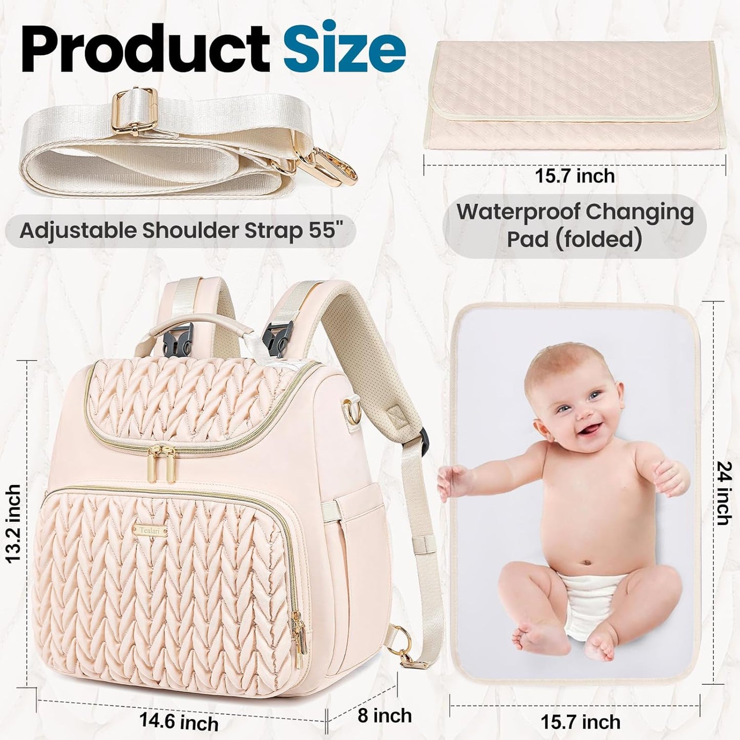 4 in 1 Convertible Diaper Bag Backpack,Waterproof Baby Diaper Bag with Changing Pad