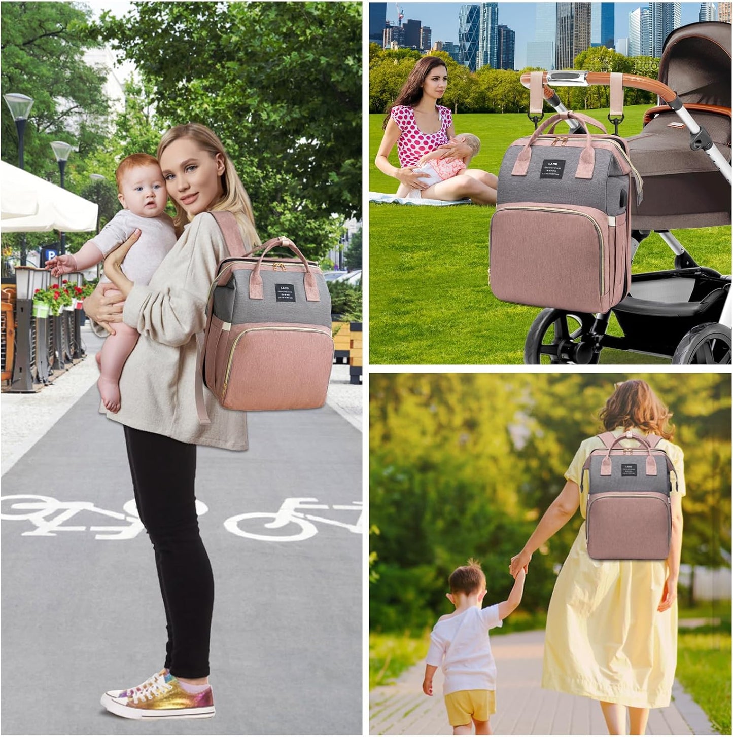 3 in 1 Diaper Bag Backpack with Changing Station