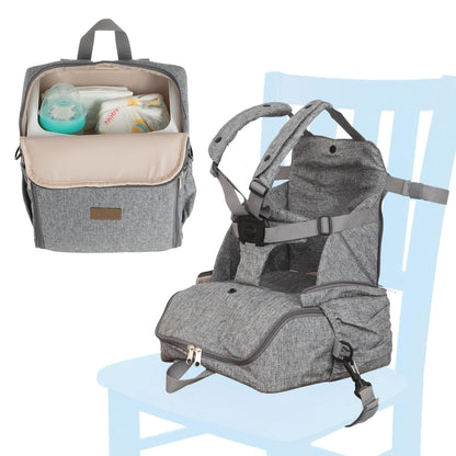 2-in-1 Backpack Booster Seat for Travel – Portable Baby Highchair with 5-Point Harness, Holds Up to 55 lbs