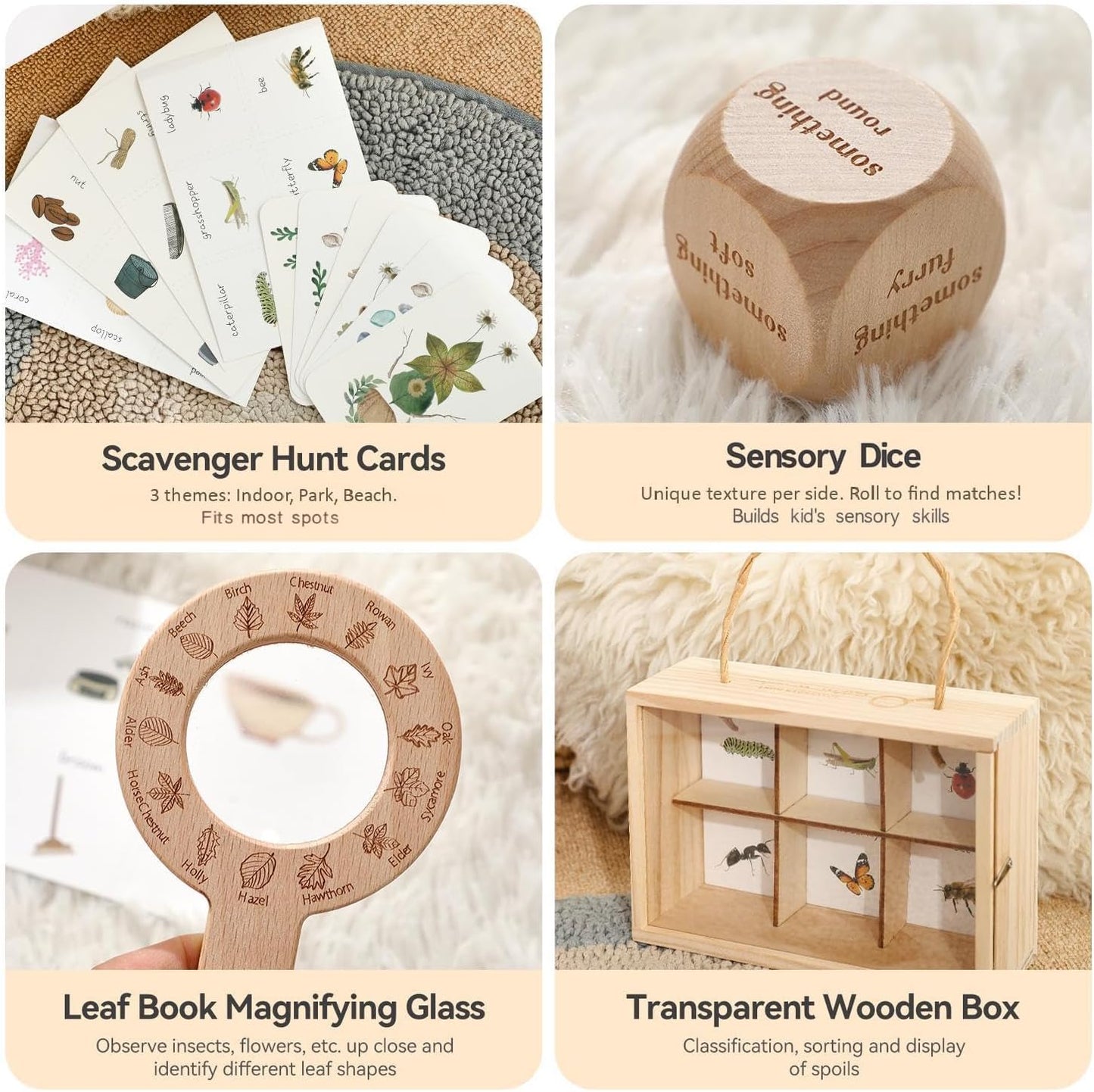 Kids Nature Explorer Kit – Outdoor Treasure Hunt Set with Binoculars, Magnifying Glass, Wooden Collection Box & Mission Cards