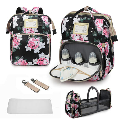 Diaper Bag Backpack with Changing Station, Foldable for Bady Toddler, 3 in 1 Large Capacity Newborn Essentials Organizer with Stroller Hook