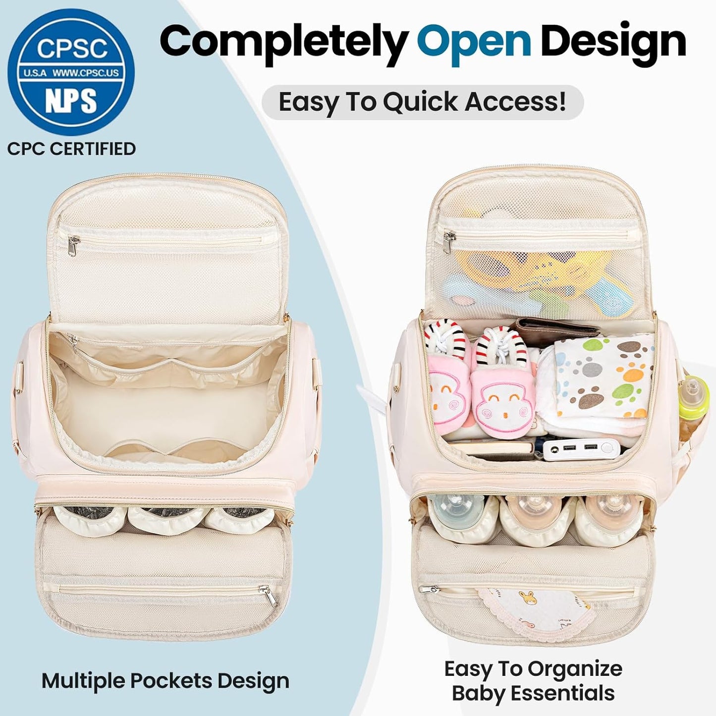 4 in 1 Convertible Diaper Bag Backpack,Waterproof Baby Diaper Bag with Changing Pad