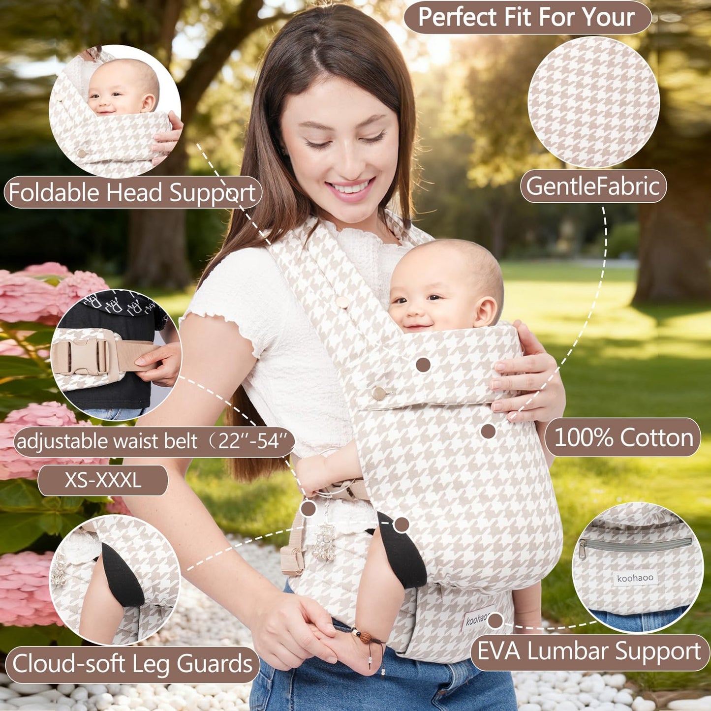 Ergonomic Baby Carrier Newborn to Toddler - 3-Position Infant Carrier with Head Support (3-36 Months) Premium Cotton & Lightweight