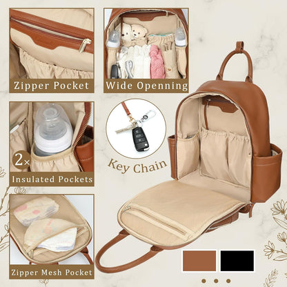 Diaper Bag Backpack, Large Travel Leather Diaper Backpack