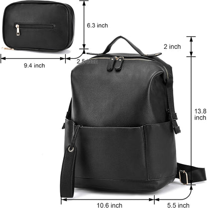 Diaper Bag Backpack Leather Backpack with Changing Pad Stroller Straps