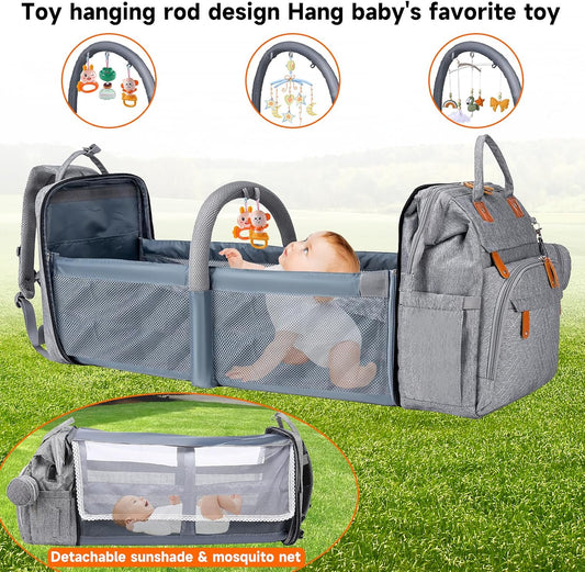 Baby Diaper Bags with Changing Station, Large Capacity Diaper Bag Backpack for Moms Dads with USB Charging Port,Travel Baby Bag with Pacifier Case & Stroller Straps