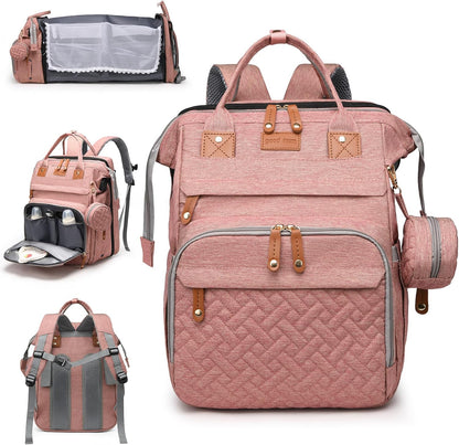 Baby Diaper Bags with Changing Station, Large Capacity Diaper Bag Backpack for Moms Dads with USB Charging Port,Travel Baby Bag with Pacifier Case & Stroller Straps