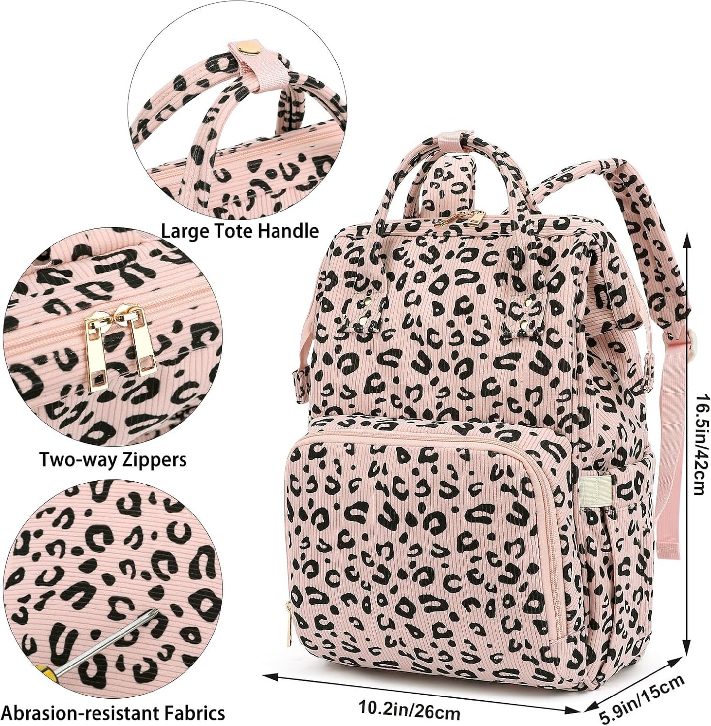 Corduroy Diaper Bag Backpack for Baby Girls Boys, Women Large Nappy Bags for Mom