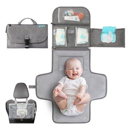 Baby Portable Diaper Changing Pad - Baby Diaper Changer Travel Bag with Wipes Pocket, Smart Design Portable Changing Mat, Infant Travel Station Kit, Gift for Newborn
