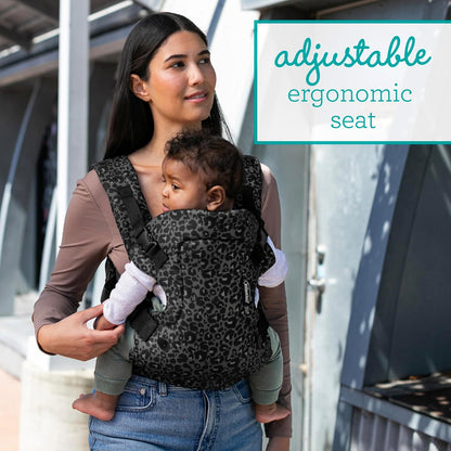4-in-1 Convertible Baby Carrier - Ergonomic Infant to Toddler Carrier (7-45 lbs) Adjustable & Registry Essential,Black & Grey Leopard