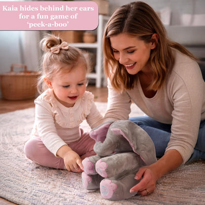 Peek-A-Boo Elephant Plush Toy for Babies & Toddlers, Interactive Singing Stuffed Animal with Moving Ears, Musical Baby Gift
