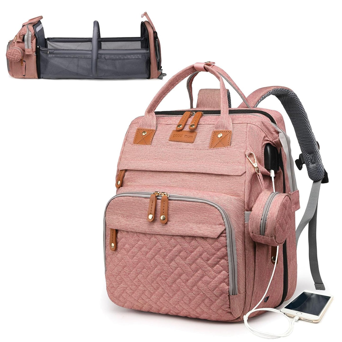 Diaper Bag Backpack with Change Station ，Waterproof Diaper Bag Backpack with USB Charging Port