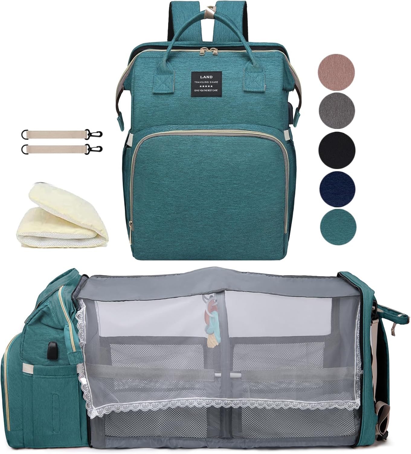 3 in 1 Diaper Bag Backpack with Changing Station