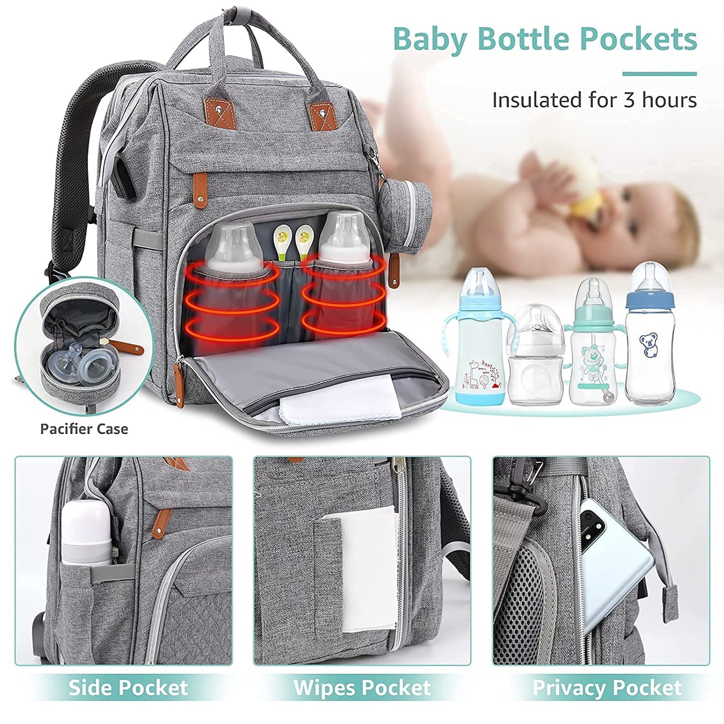 Diaper Bag Backpack with Change Station-Hot Sales