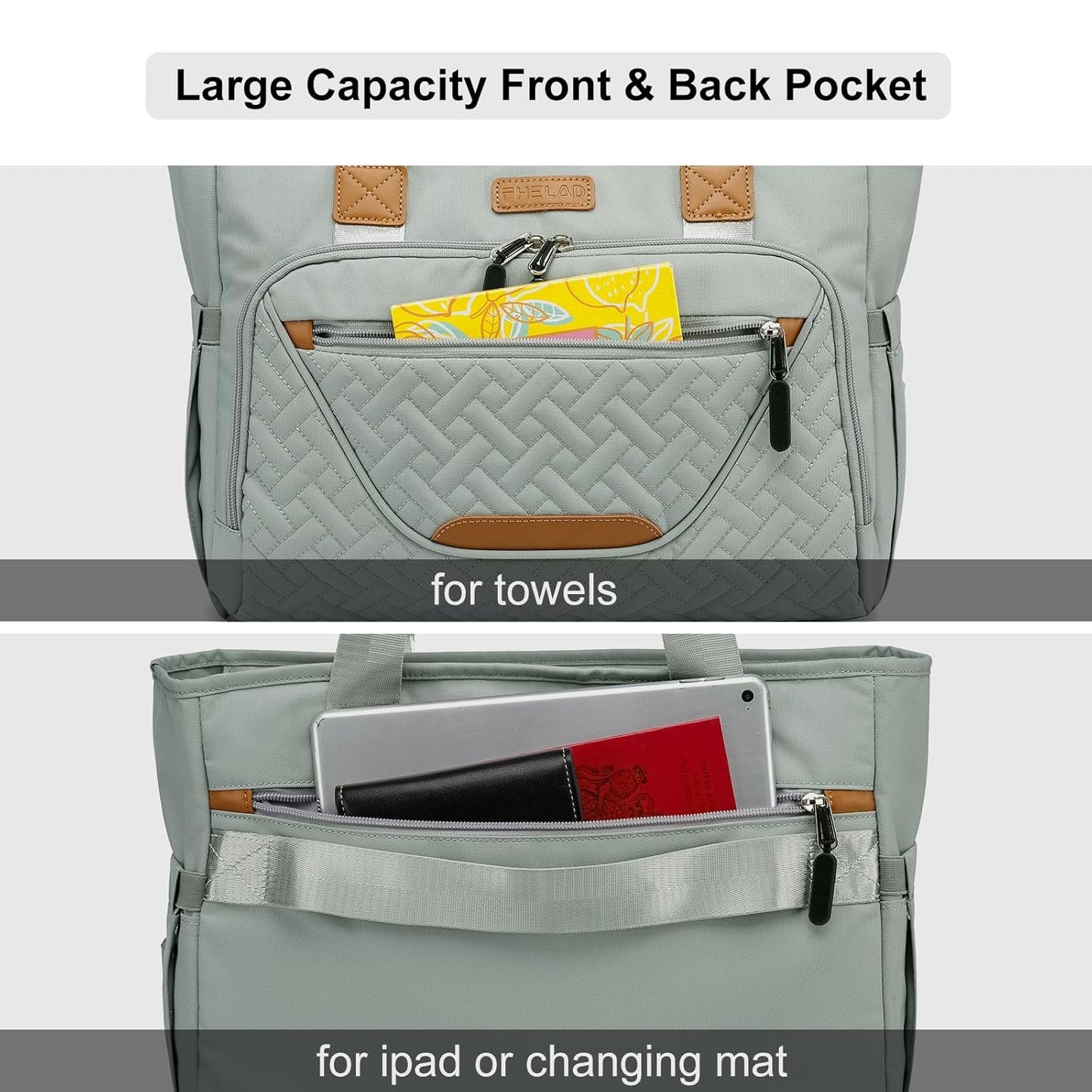 Diaper Bag Tote, Large Tote Diaper Bag with 16" Laptop Compartment, Baby Bag with Insulated Pocket for Mam and Dad