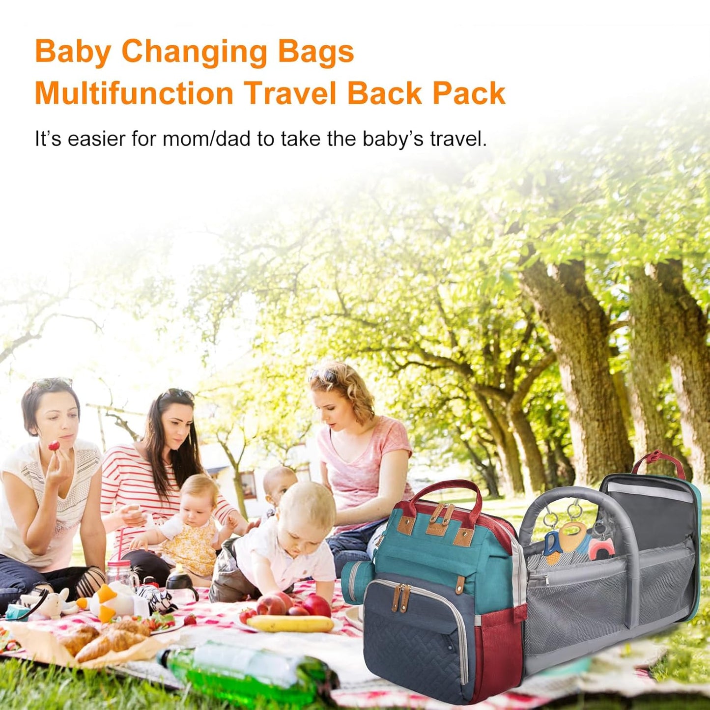 Diaper Bag Backpack with Change Station ，Waterproof Diaper Bag Backpack with USB Charging Port