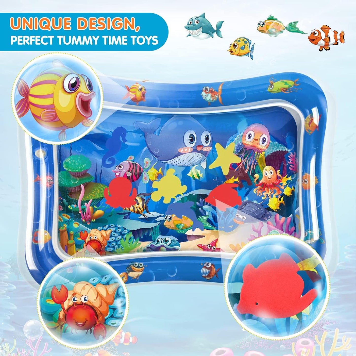 Premium Inflatable Baby Water Play Mat, Tummy Time Sensory Activity Toy for Infants and Toddlers 3-24 Months