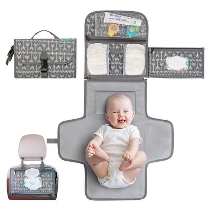Baby Portable Diaper Changing Pad - Baby Diaper Changer Travel Bag with Wipes Pocket, Smart Design Portable Changing Mat, Infant Travel Station Kit, Gift for Newborn