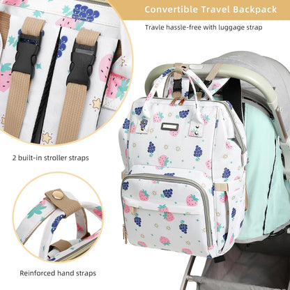 Diaper Bag Backpack, Nappy Changing Bag with Insulated Pockets, Multi-functional Waterproof Backpack with Stroller straps