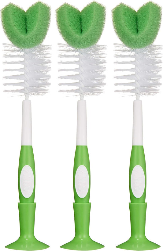 Baby Bottle Brush with Nipple Cleaner and Suction Cup Stand  (Pack of 3)