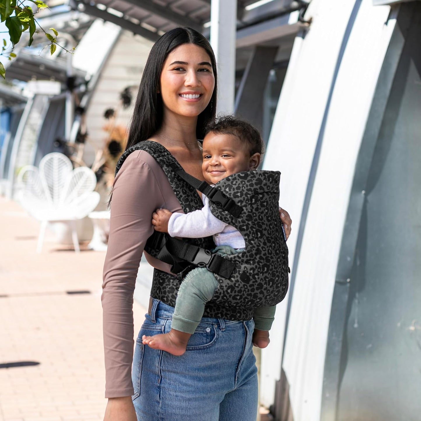 4-in-1 Convertible Baby Carrier - Ergonomic Infant to Toddler Carrier (7-45 lbs) Adjustable & Registry Essential,Black & Grey Leopard