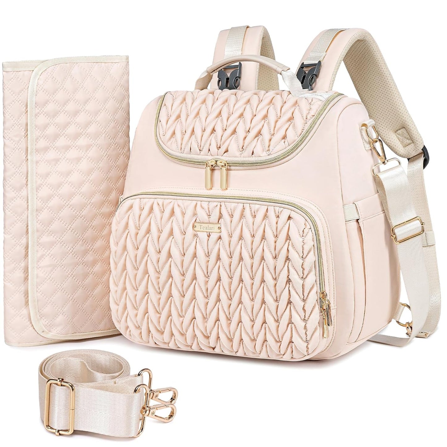 4 in 1 Convertible Diaper Bag Backpack,Waterproof Baby Diaper Bag with Changing Pad