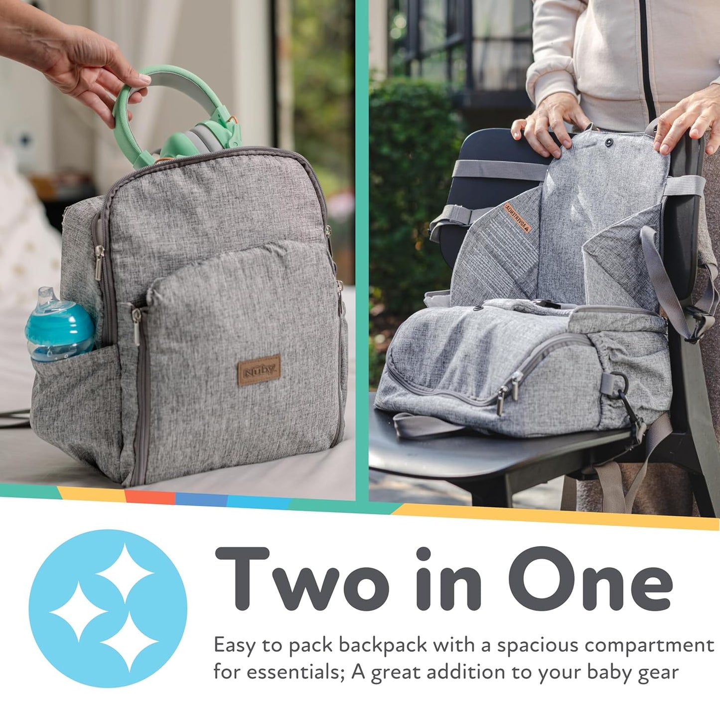 2-in-1 Backpack Booster Seat for Travel – Portable Baby Highchair with 5-Point Harness, Holds Up to 55 lbs