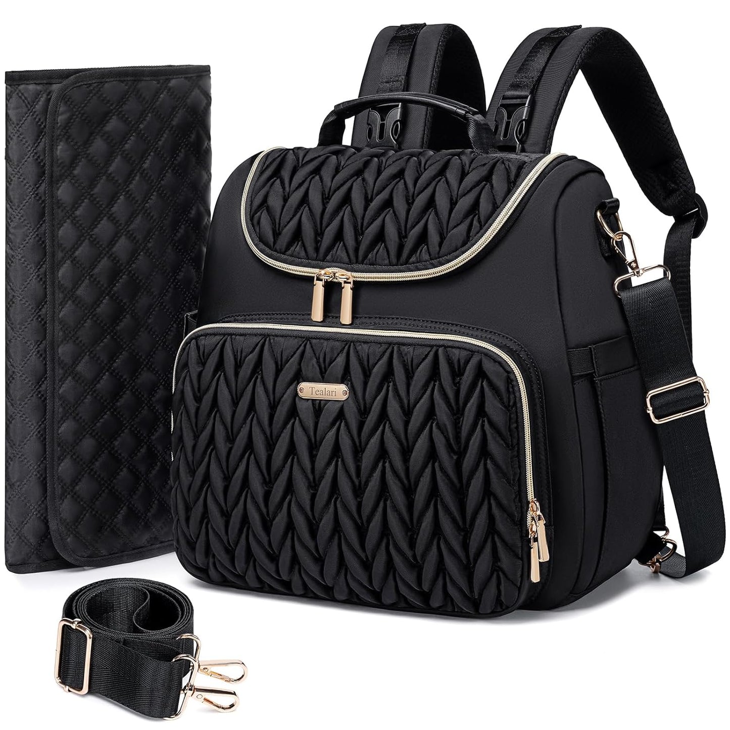 4 in 1 Convertible Diaper Bag Backpack,Waterproof Baby Diaper Bag with Changing Pad