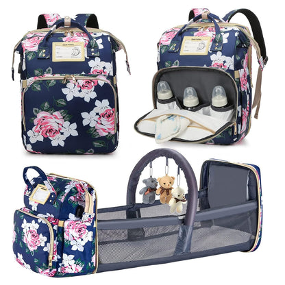 Diaper Bag Backpack with Changing Station, Foldable for Bady Toddler, 3 in 1 Large Capacity Newborn Essentials Organizer with Stroller Hook