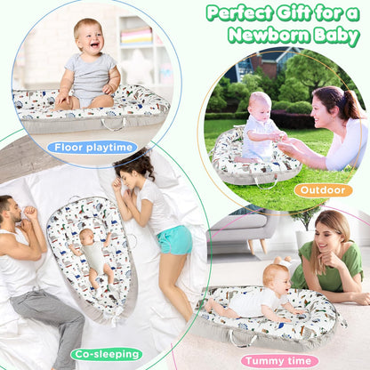 Baby Lounger Cover Portable Newborn Lounger Seat Cover, Reversible Infant Nest, Durable and Machine Washable, Adjustable Lounger for Babies