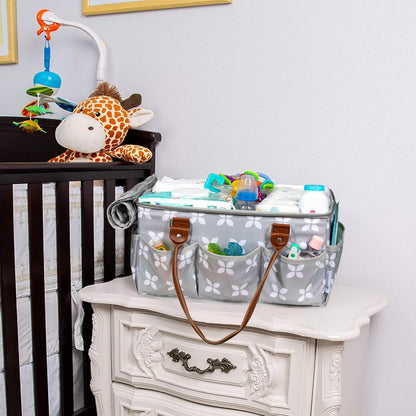 Extra Large Diaper Caddy, Craft, Toy Organizer with Zip-Top Cover with Waterproof Wet/Dry Bag - Perfect for Baby Shower