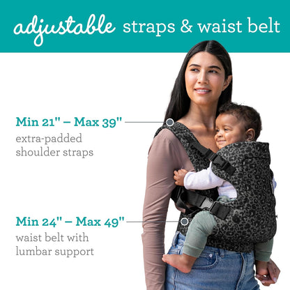 4-in-1 Convertible Baby Carrier - Ergonomic Infant to Toddler Carrier (7-45 lbs) Adjustable & Registry Essential,Black & Grey Leopard