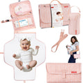 Portable Diaper Changing Pad – CPC Certified Waterproof 2-in-1 Diaper Clutch & Changing Mat with Head Cushion – Bonus Insulated Bottle Bag – Travel Kit Gift for Baby
