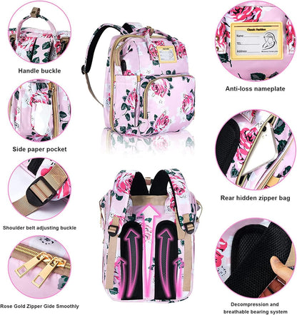 Diaper Bag Backpack with Changing Station, Foldable for Bady Toddler, 3 in 1 Large Capacity Newborn Essentials Organizer with Stroller Hook