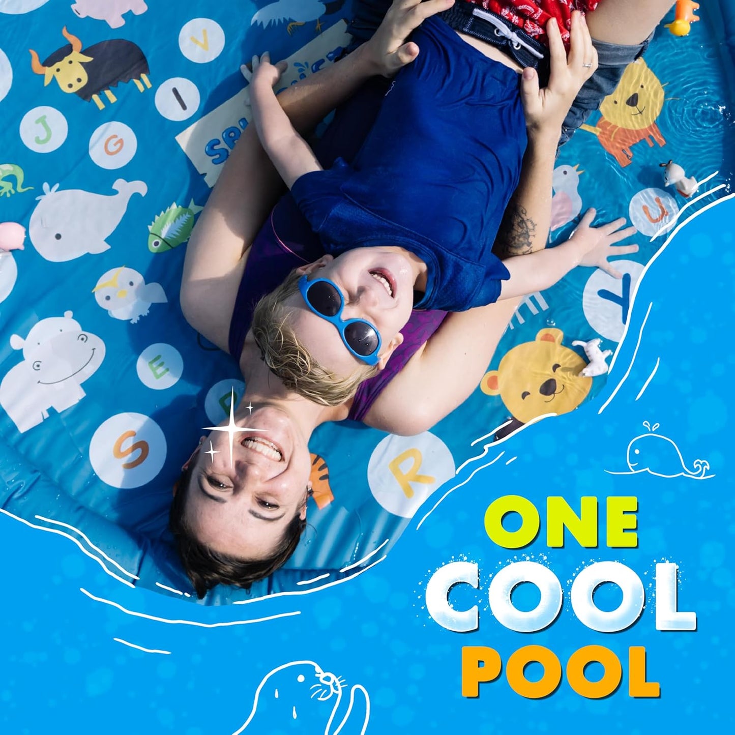 3-in-1 Splash Pad and Sprinkler Pool, Outdoor Water Play Mat for Babies and Toddlers, 60 Inch Learning Toy