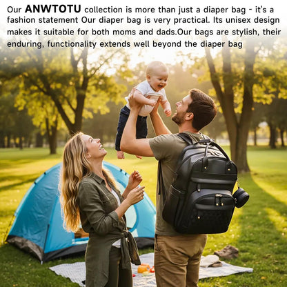 Leather Baby Diaper Bags with Changing Station,Extra large Capacity Baby Diaper Bag Backpack