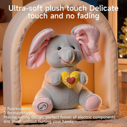 Interactive Singing Plush Elephant Toy - Musical  Elephant with Flapping Ears for Babies & Toddlers