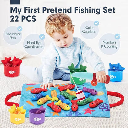 22 Pcs Toddler Fishing Toys Montessori Toys for 1 Year Old Boy Girl Birthday Gift
