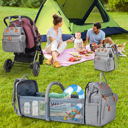 Baby Diaper Bags with Changing Station, Large Capacity Diaper Bag Backpack for Moms Dads with USB Charging Port,Travel Baby Bag with Pacifier Case & Stroller Straps
