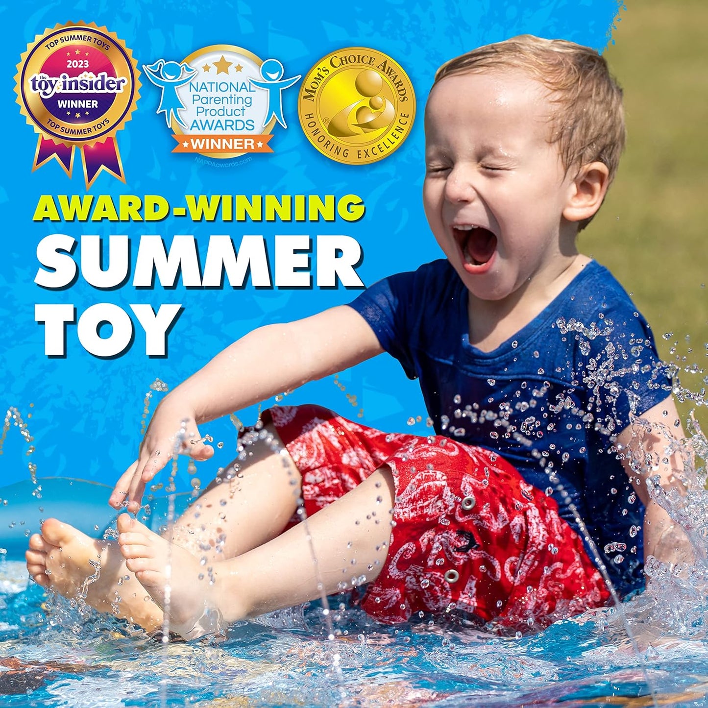 3-in-1 Splash Pad and Sprinkler Pool, Outdoor Water Play Mat for Babies and Toddlers, 60 Inch Learning Toy