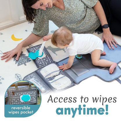 Baby Portable Diaper Changing Pad - Baby Diaper Changer Travel Bag with Wipes Pocket, Smart Design Portable Changing Mat, Infant Travel Station Kit, Gift for Newborn