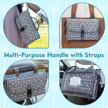 Baby Portable Diaper Changing Pad - Baby Diaper Changer Travel Bag with Wipes Pocket, Smart Design Portable Changing Mat, Infant Travel Station Kit, Gift for Newborn