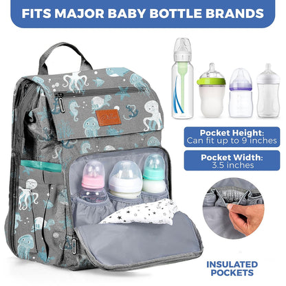 Diaper Bag Backpack with Changing Station, Large Capacity, Waterproof Diaper Backpack