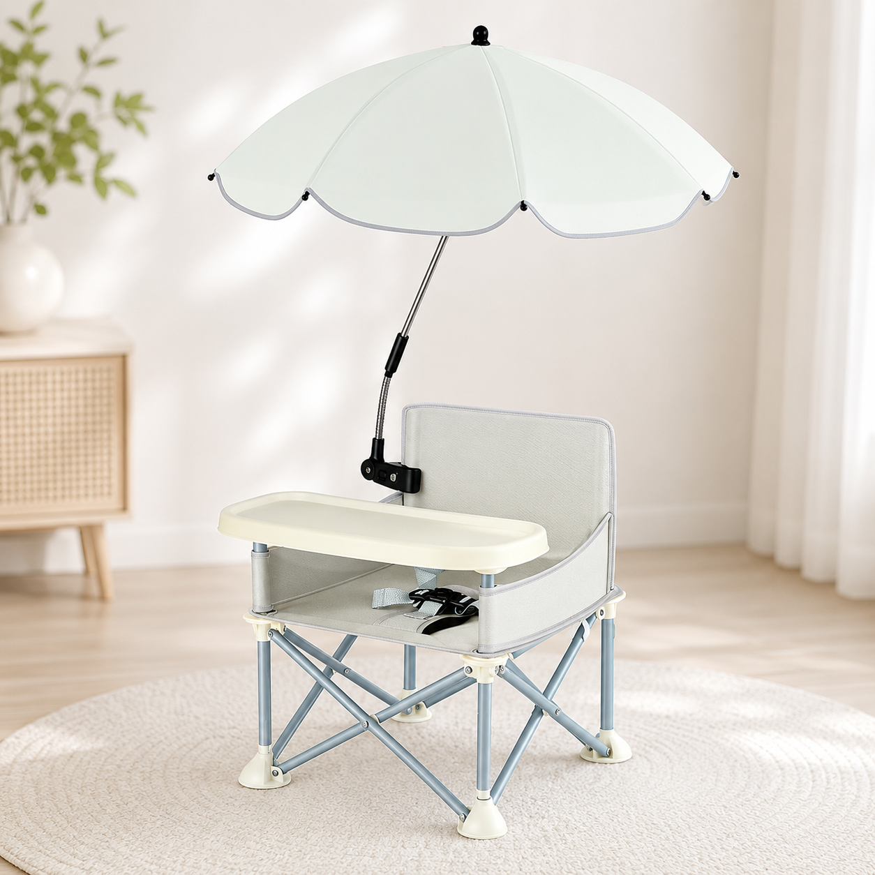 Baby Beach Chair with Umbrella & Tray – Kids Portable Folding Seat with Storage Bag, Lightweight Camping Chair for Outdoor Travel