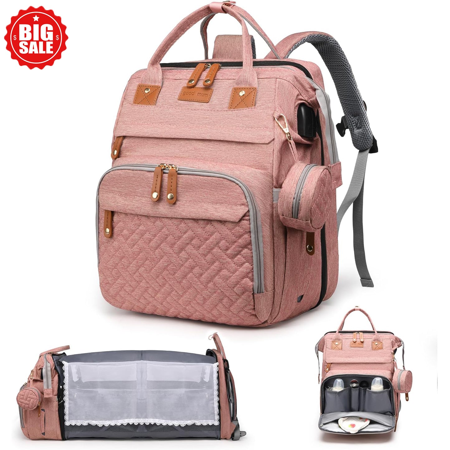 Diaper Bag Backpack with Changing Station, Large Capacity, Newborn Essentials Must Haves