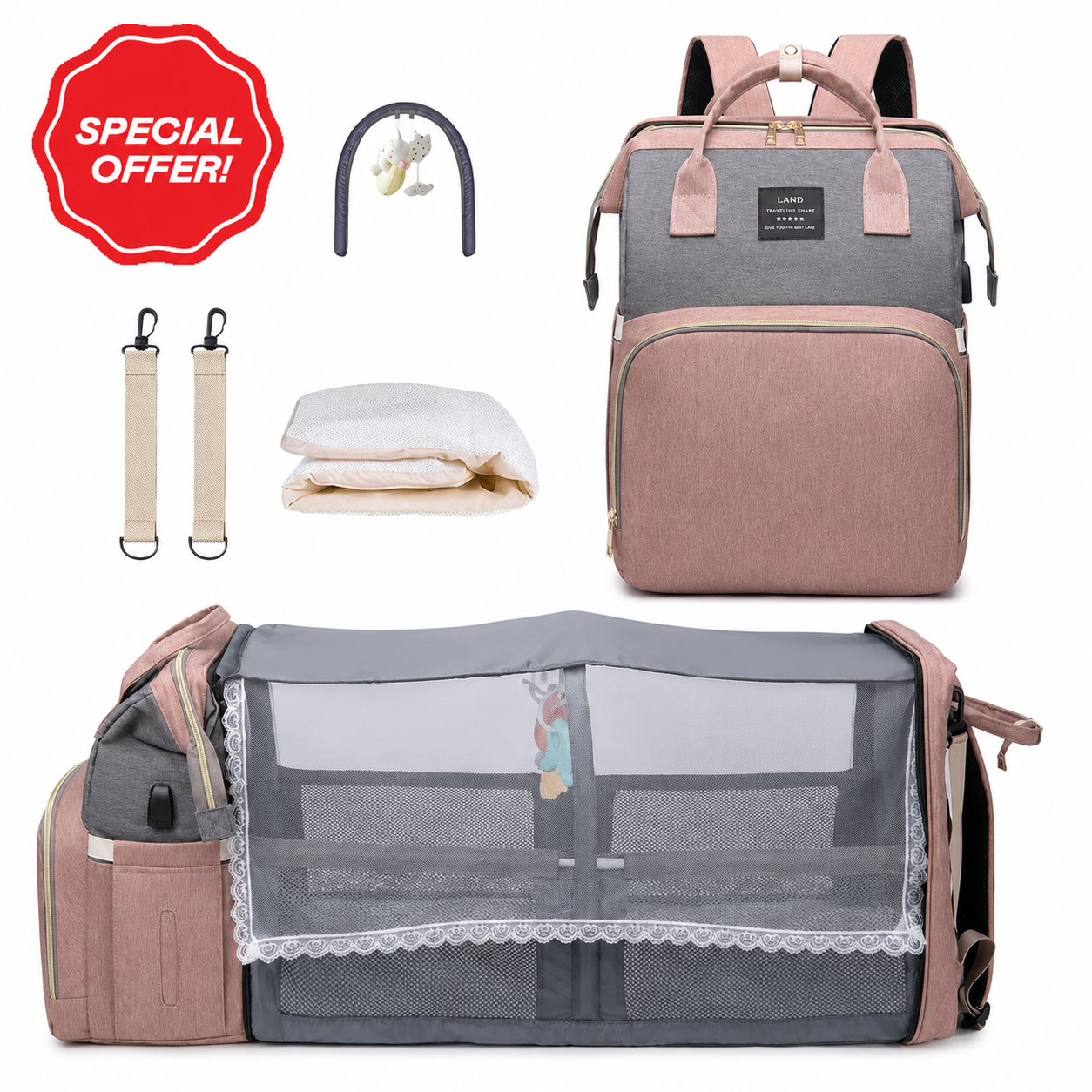 Diaper Bag Backpack with Built-in Changing Station - Best Baby Shower Gift