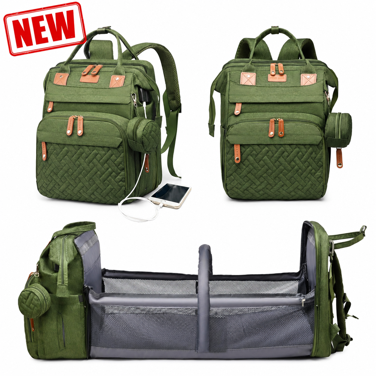 Diaper Bag Backpack with Changing Station, Large Capacity, Newborn Essentials Must Haves