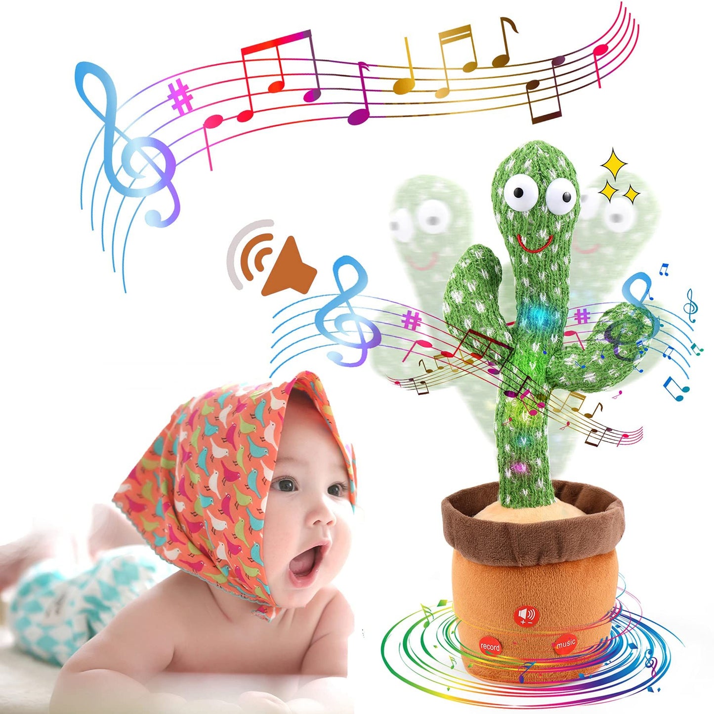 Baby Dancing Cactus Talking Cactus Toys; Wriggle Singing Cactus Repeats What You Say; Baby Boy Toys; Plush Electric Speaking Cactus