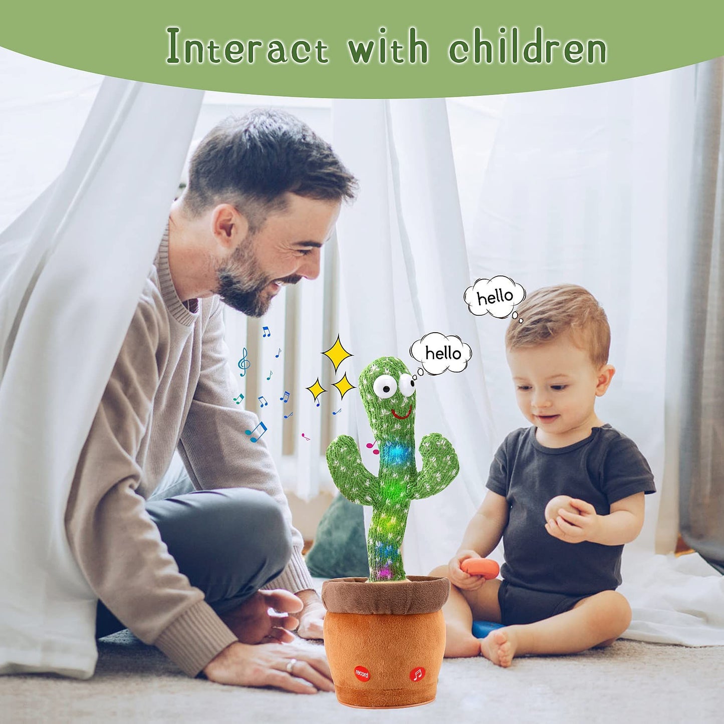 Baby Dancing Cactus Talking Cactus Toys; Wriggle Singing Cactus Repeats What You Say; Baby Boy Toys; Plush Electric Speaking Cactus